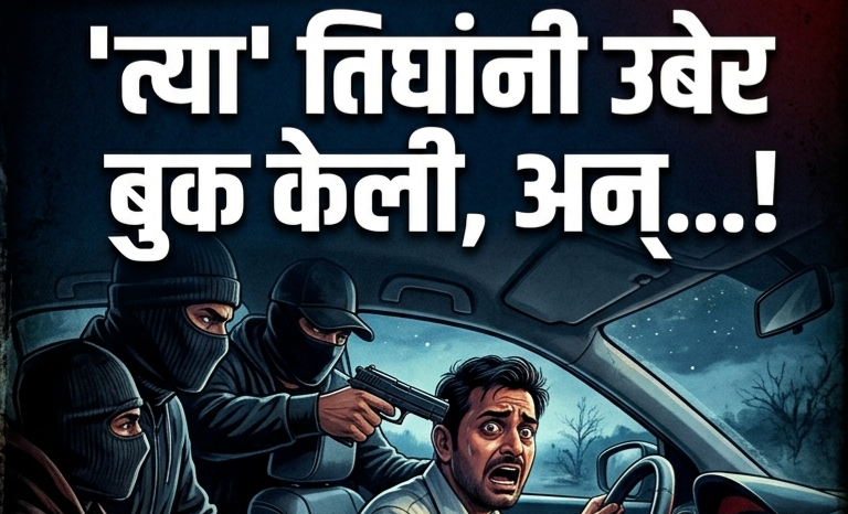 Crime..’त्या’ तिघांनी उबेर बुक केली,पण वाटेत जे घडलं त्याने थरकाप उडेल..! बंदुकीचा धाक दाखवून चालकाचे हातपाय बांधून जंगलात फेकलं अन्…