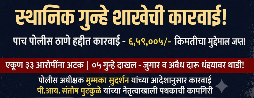 स्थानिक गुन्हे शाखेचा थरारक ॲक्शन प्लॅन! जिल्ह्यातील ‘या’ ५ पोलीस ठाण्यांच्या हद्दीत एकाच वेळी छापेमारी 