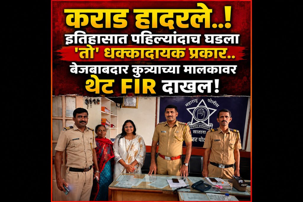 कराड हादरले..! इतिहासात पहिल्यांदाच घडला ‘तो’ धक्कादायक प्रकार..बेजबाबदार कुत्र्याच्या मालकावर थेट FIR दाखल!
