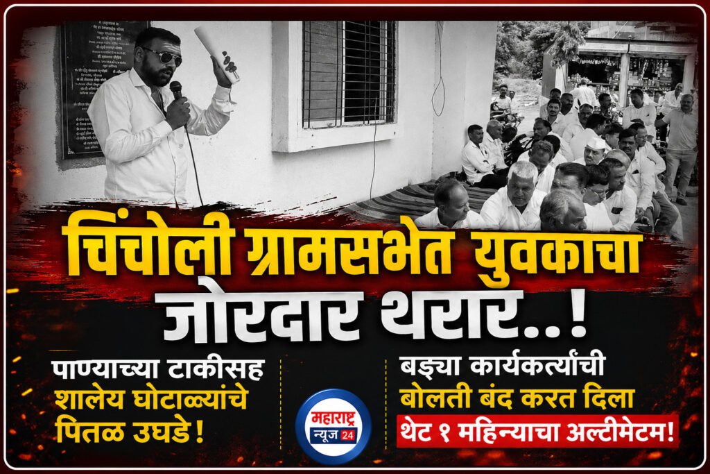 चिंचोली ग्रामसभेत युवकाचा जोरदार थरार..! पाण्याच्या टाकीसह शालेय घोटाळ्यांचे पितळ उघडे;बड्या कार्यकर्त्यांची बोलती बंद करत दिला थेट १ महिन्याचा अल्टीमेटम!