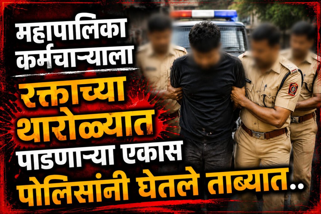 महापालिका कर्मचाऱ्याला रक्ताच्या थारोळ्यात पाडणाऱ्या एकास पोलिसांनी घेतले ताब्यात..