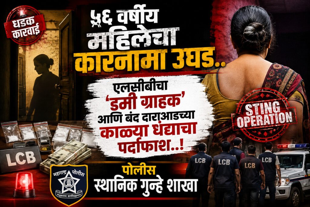 ५६ वर्षीय महिलेचा कारनामा उघड..एलसीबीचा ‘डमी ग्राहक’ आणि बंद दाराआडच्या काळ्या धंद्याचा पर्दाफाश..! वाचा सविस्तर..